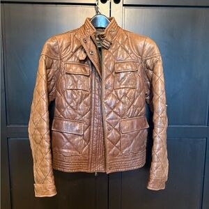 Eddie Bauer Women's Tan Quilted Leather Jacket